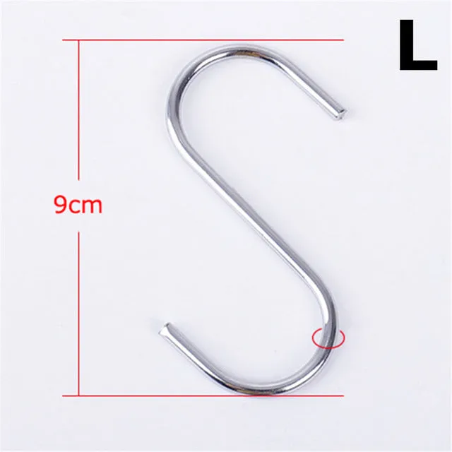 10pcs Stainless Steel S-Shape Hook Kitchen Bedroom Multi-function Railing S Hanger Hook Clasp Holder Hooks Hanging Storage Tools