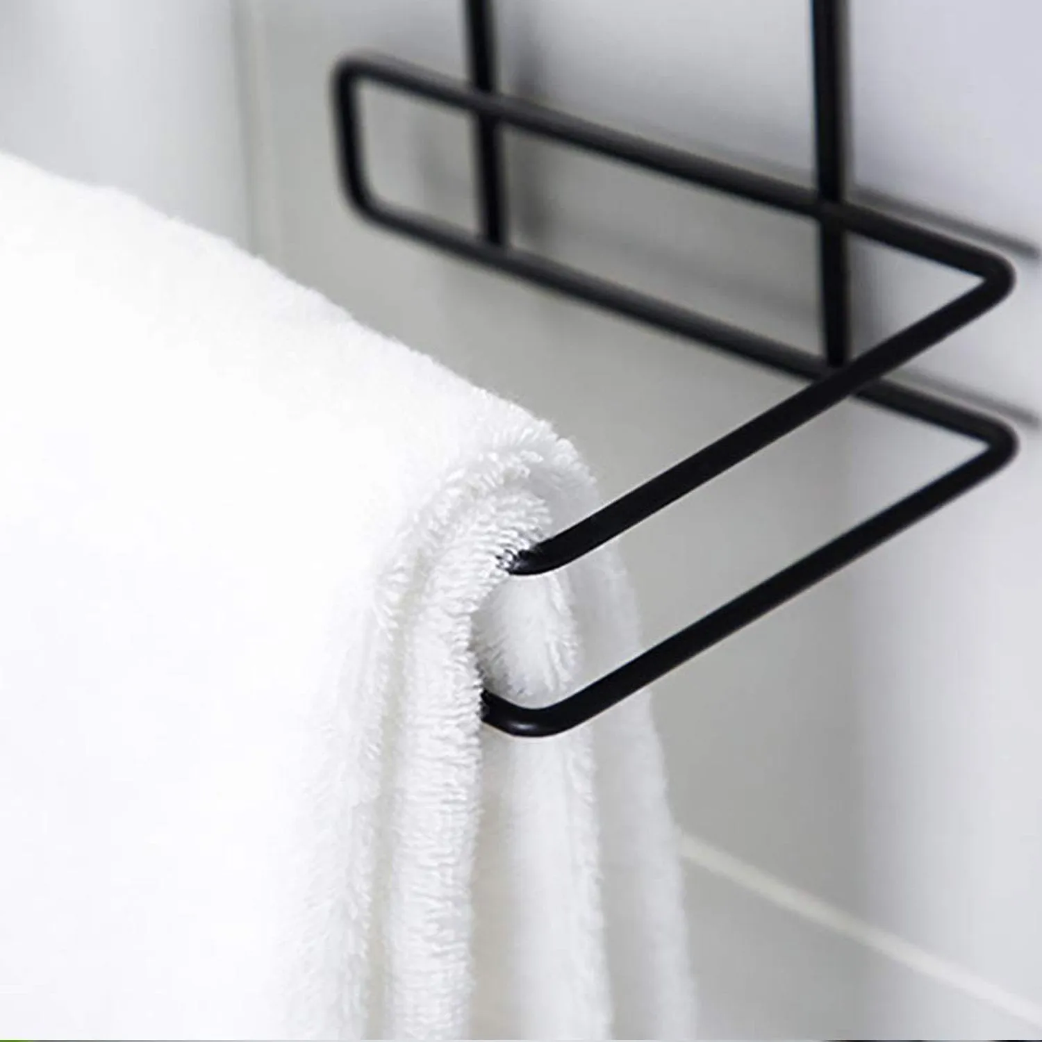 1760 Iron Black Coated Self Adhesive Wall Mounted Tissue / Toilet Paper Holder