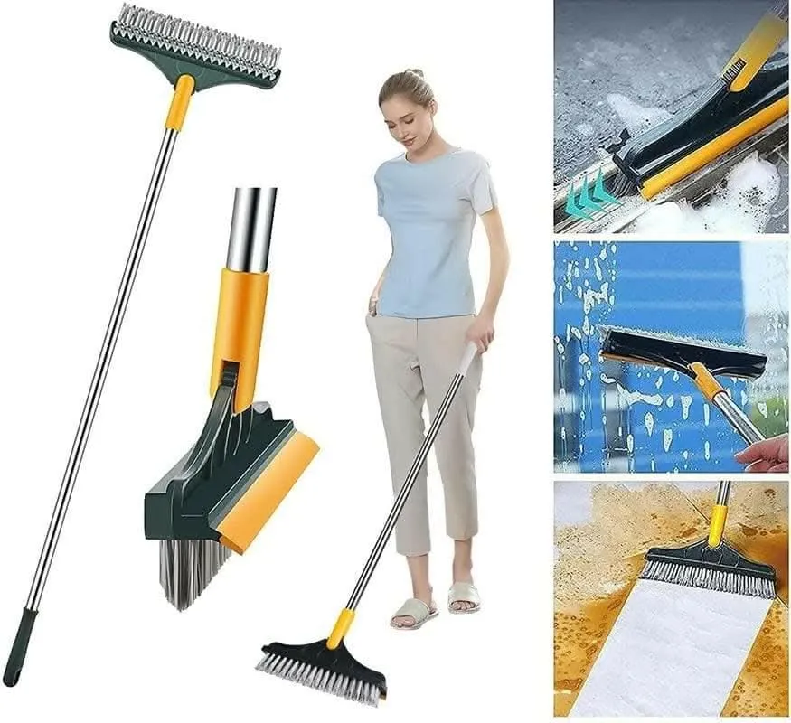 2 in 1 Scrubbing Brush with Long Handle, Floor Scrub Brush, Tile Cleaning Brush