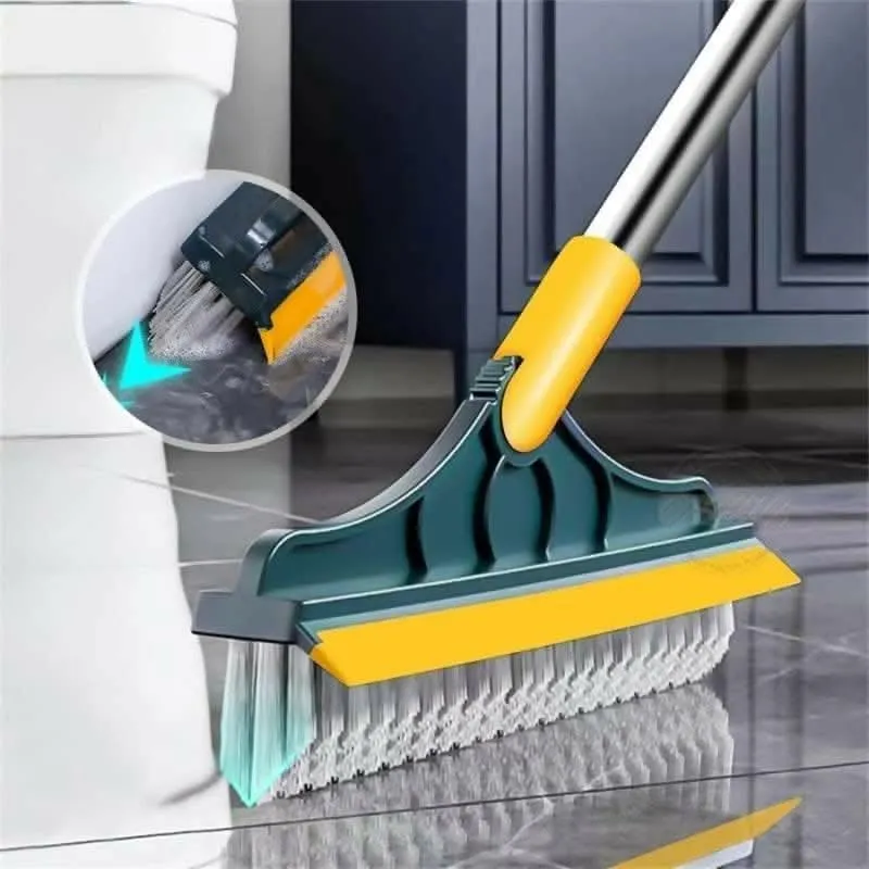 2 in 1 Scrubbing Brush with Long Handle, Floor Scrub Brush, Tile Cleaning Brush