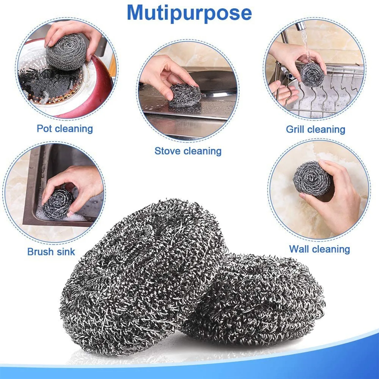 2922 Stainless Steel Scrubber  /  Scourer (pack of 6pc)