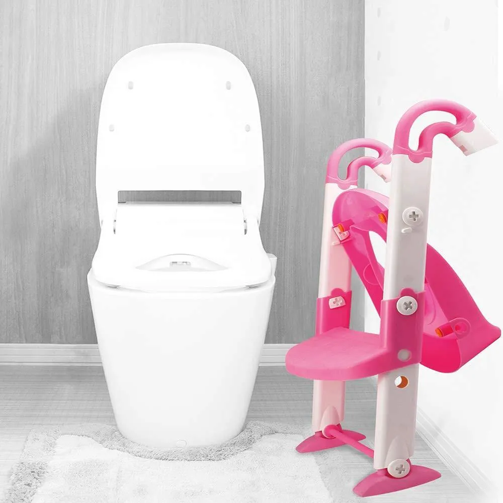 3 in 1 Toddler Potty Training Adjustable Toilet Seat with Non-Slip Step Stool, Pink