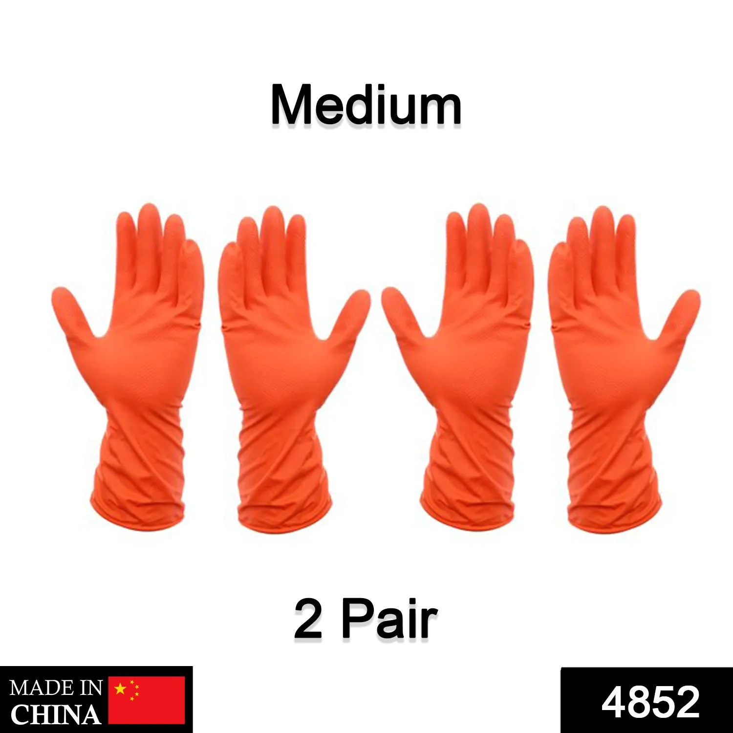 4852 2 Pair Medium Orange  Gloves For Types Of Purposes Like Washing Utensils, Gardening And Cleaning Toilet Etc.