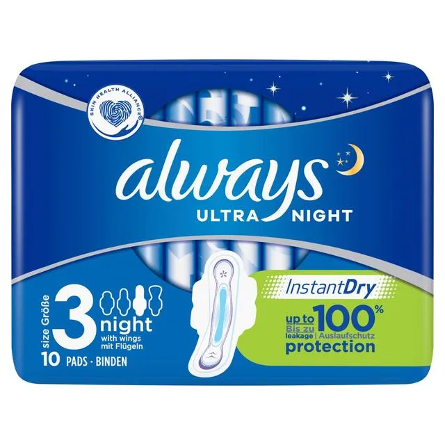 Always Sanitary Towels Ultra Night Size 3 with Wings 10 per pack