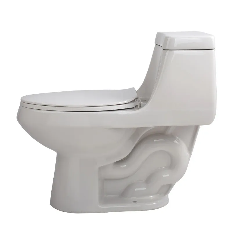 ANZZI Zeus 1-piece 1.28 GPF Single Flush Elongated Toilet in White