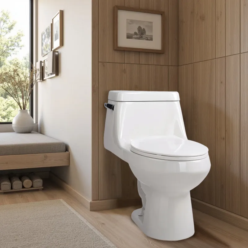 ANZZI Zeus 1-piece 1.28 GPF Single Flush Elongated Toilet in White