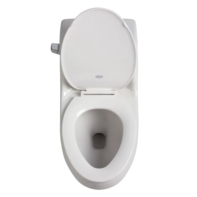 ANZZI Zeus 1-piece 1.28 GPF Single Flush Elongated Toilet in White