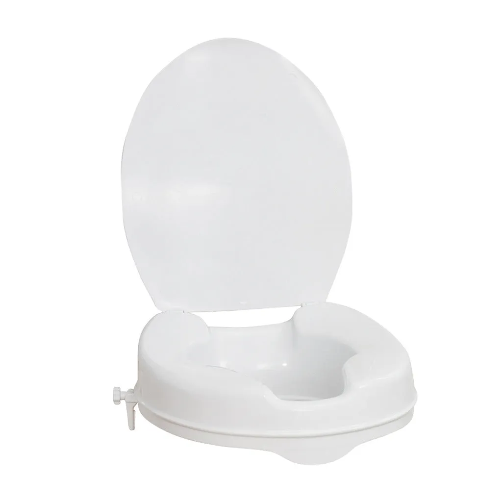 Aquasense Elongated Raised Toilet Seat with Lid, 4"