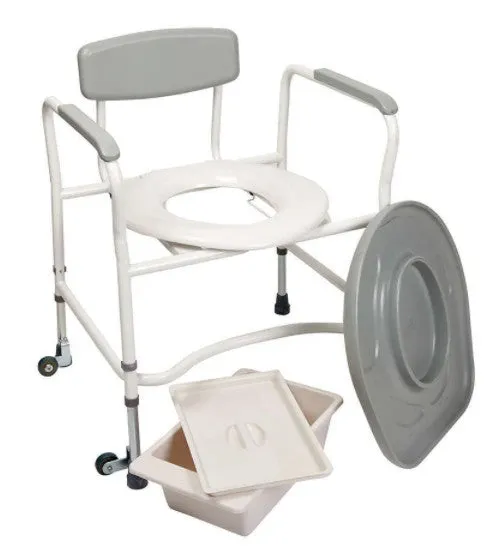 Bariatric commode with fixed arms