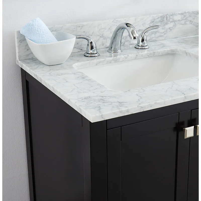 Beck Espresso Freestanding Vanity Cabinet with Single Basin Integrated Sink and Countertop - Two Doors, Two Drawers (49" x 34.5" x 22")