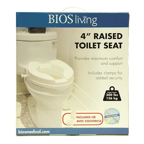 BIOS Raised Toilet Seat with Lid 4"