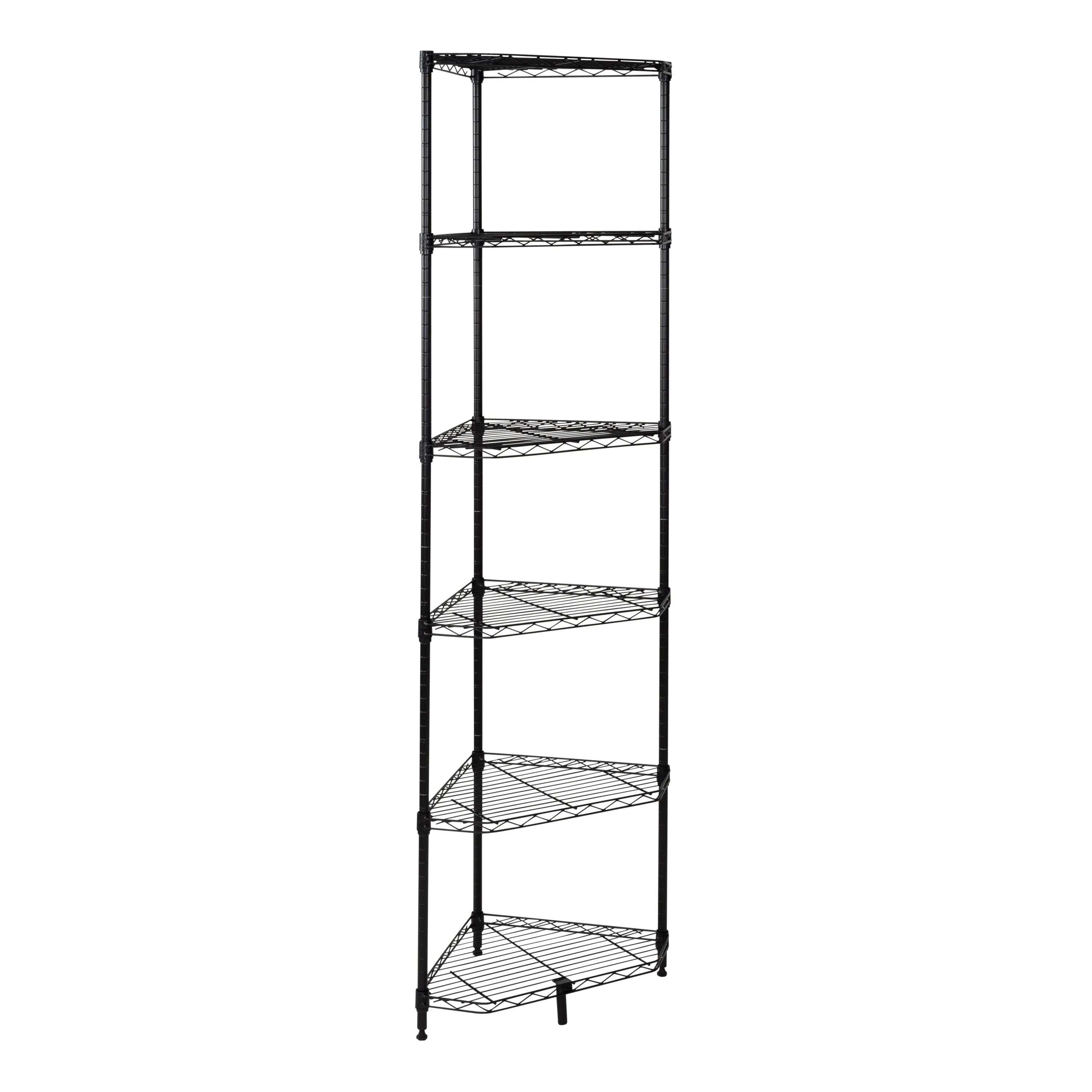 Black 6-Tier Compact Triangle Corner Shelving Unit