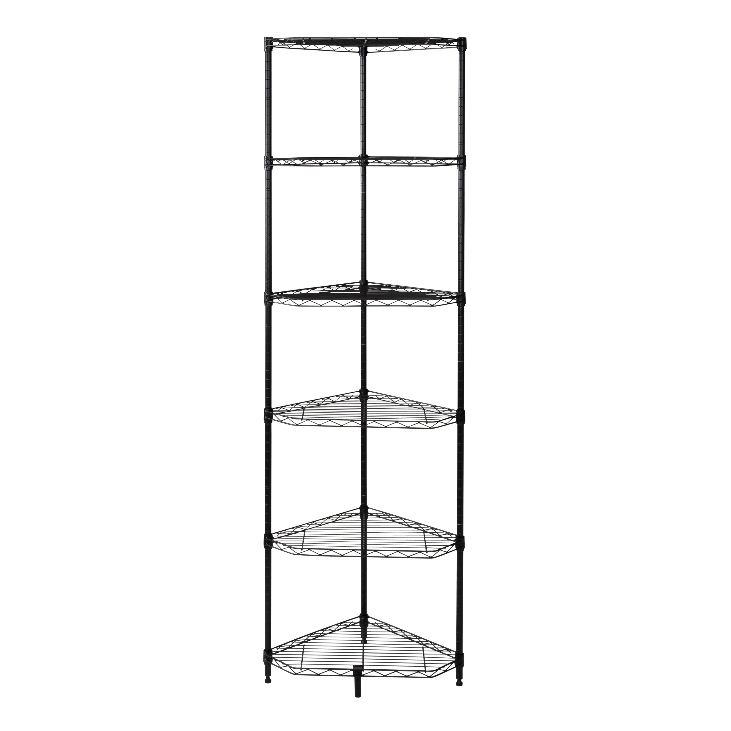 Black 6-Tier Compact Triangle Corner Shelving Unit