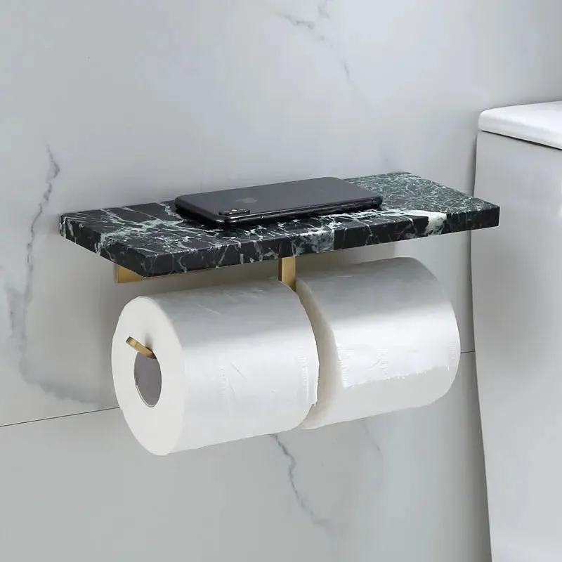 Brass Marble Toilet Paper Holder Nordic Brushed Gold Roll Paper Holder