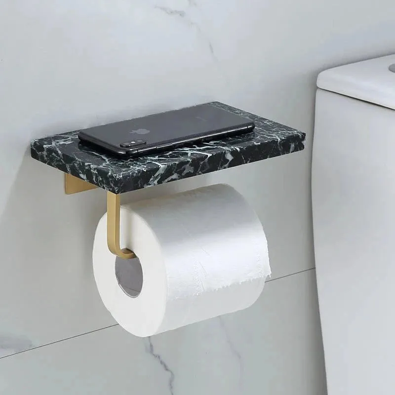 Brass Marble Toilet Paper Holder Nordic Brushed Gold Roll Paper Holder