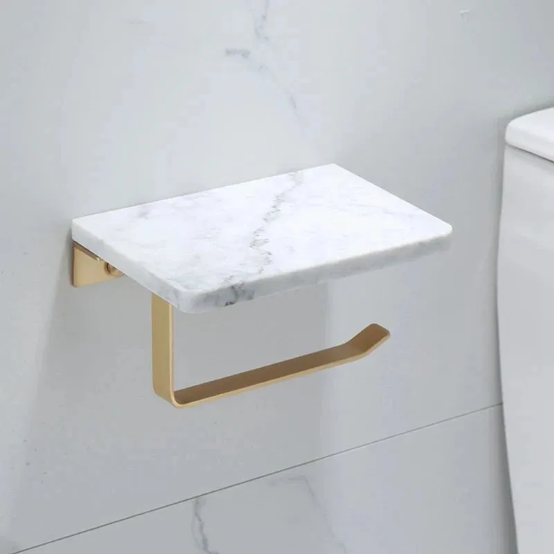 Brass Marble Toilet Paper Holder Nordic Brushed Gold Roll Paper Holder