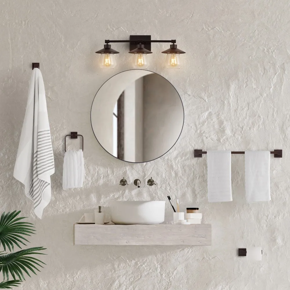 Clayton 26" 3-Light Farmhouse Cottage Vanity Light with Bathroom Hardware Accessory Set