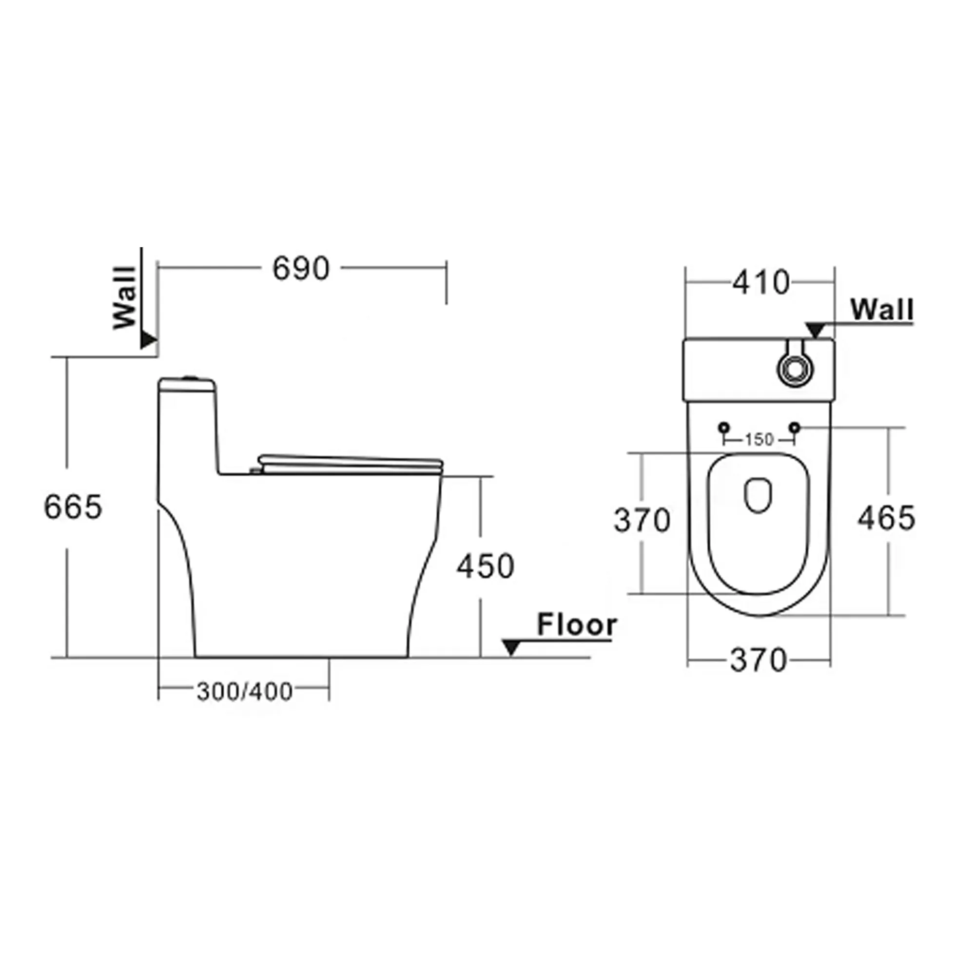 Dual Flush Elevated Standard One Piece Toilet for Bathroom Comfort Height in White