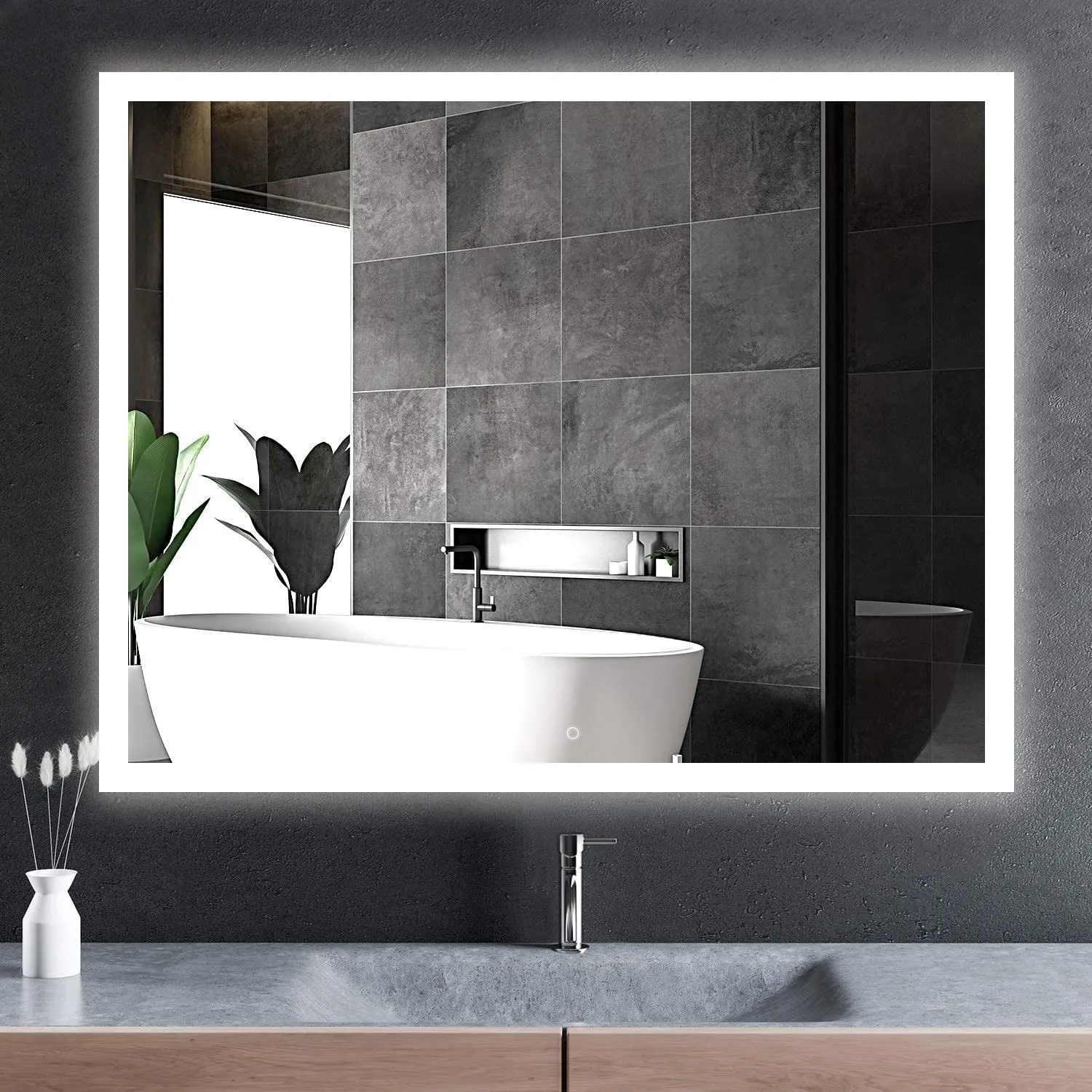 Frameless Frosted Led Mirrors for Bathrooms - Single Colors