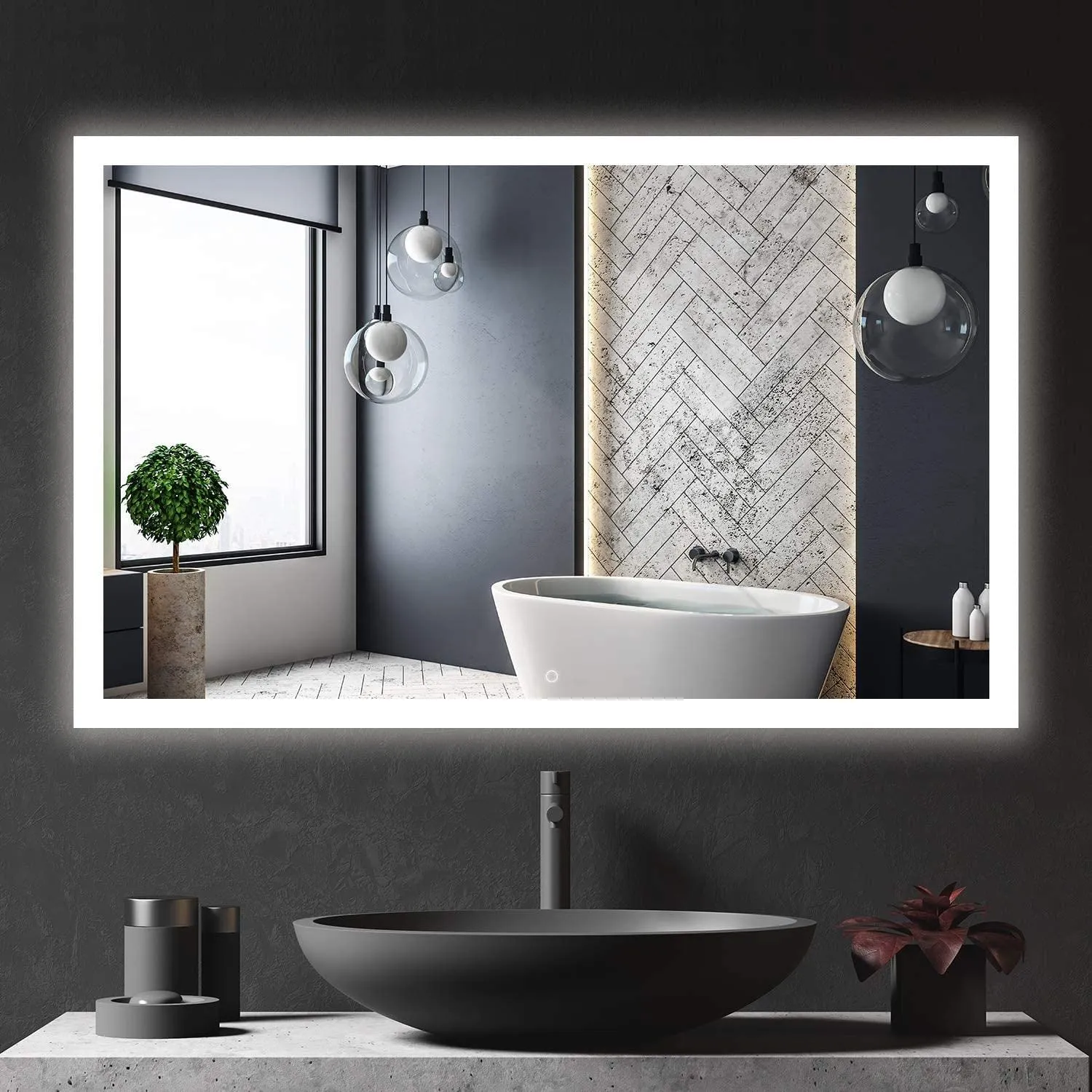 Frameless Frosted Led Mirrors for Bathrooms - Single Colors