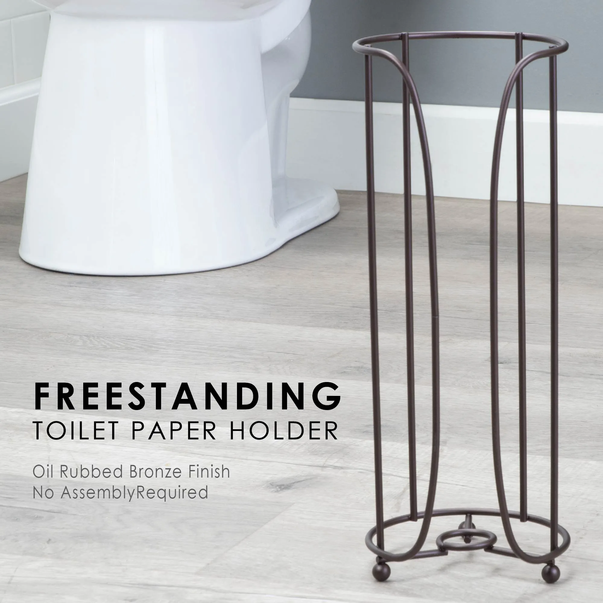 Freestanding Toilet Paper Holder for Standard Rolls (Oil-Rubbed Bronze Finish)