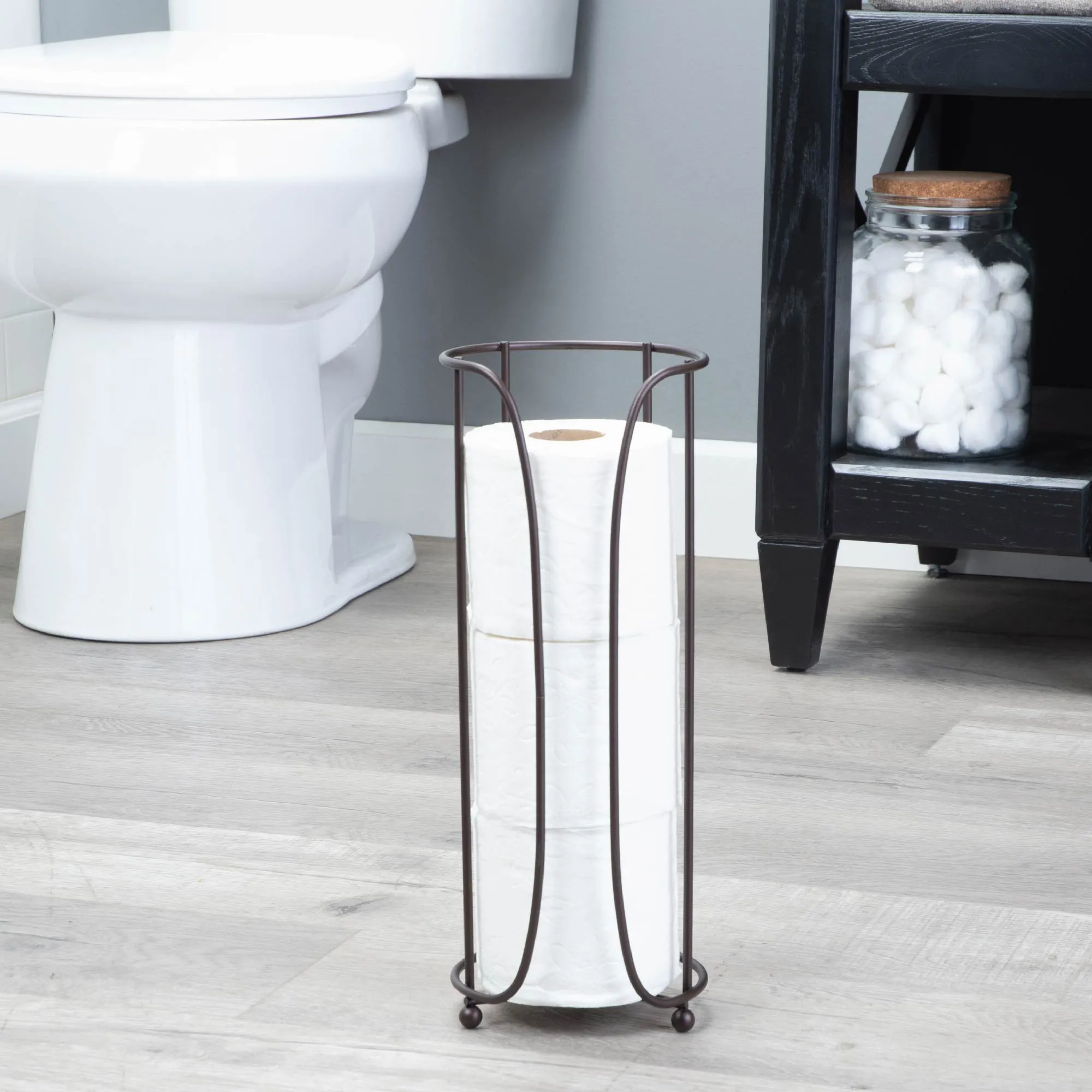 Freestanding Toilet Paper Holder for Standard Rolls (Oil-Rubbed Bronze Finish)