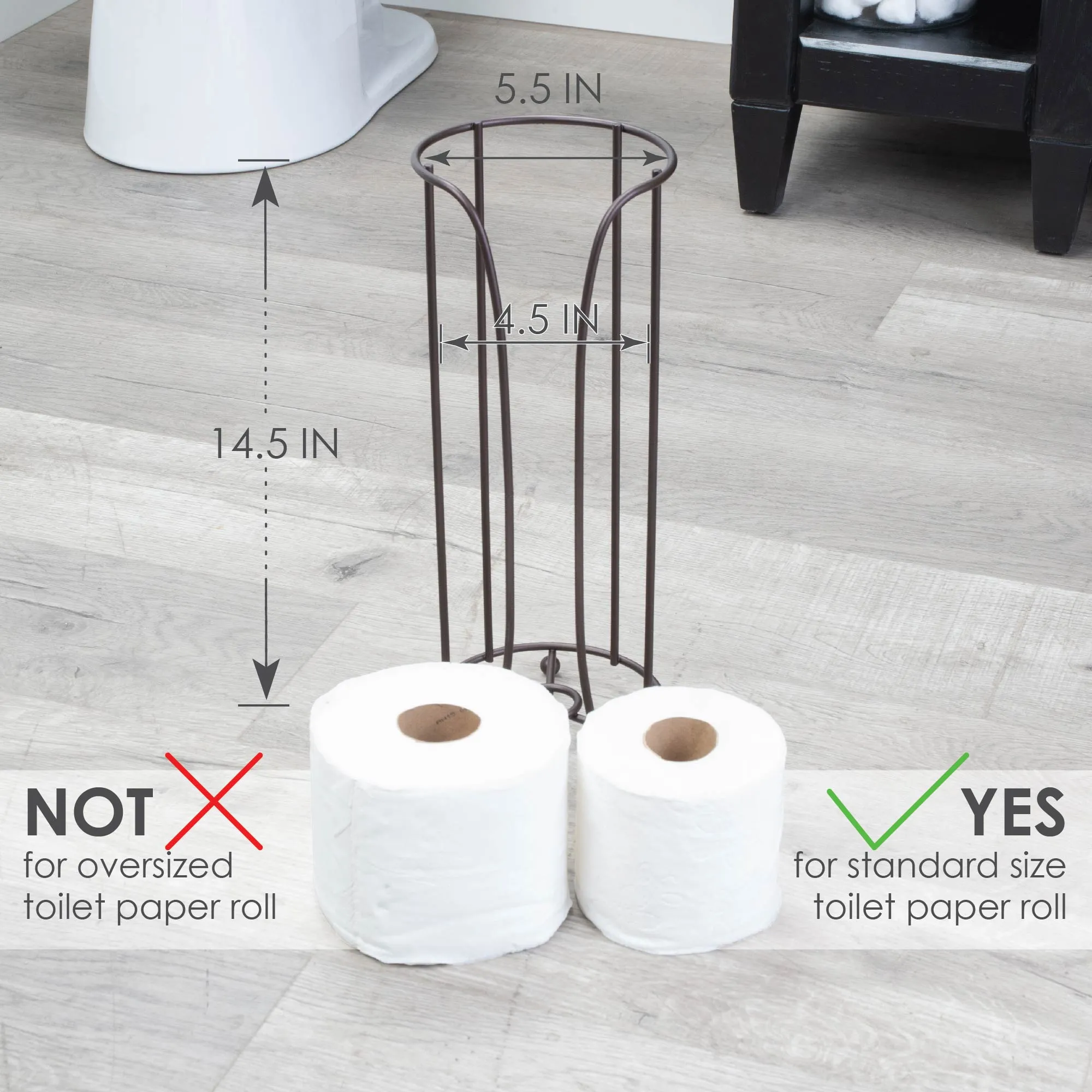 Freestanding Toilet Paper Holder for Standard Rolls (Oil-Rubbed Bronze Finish)