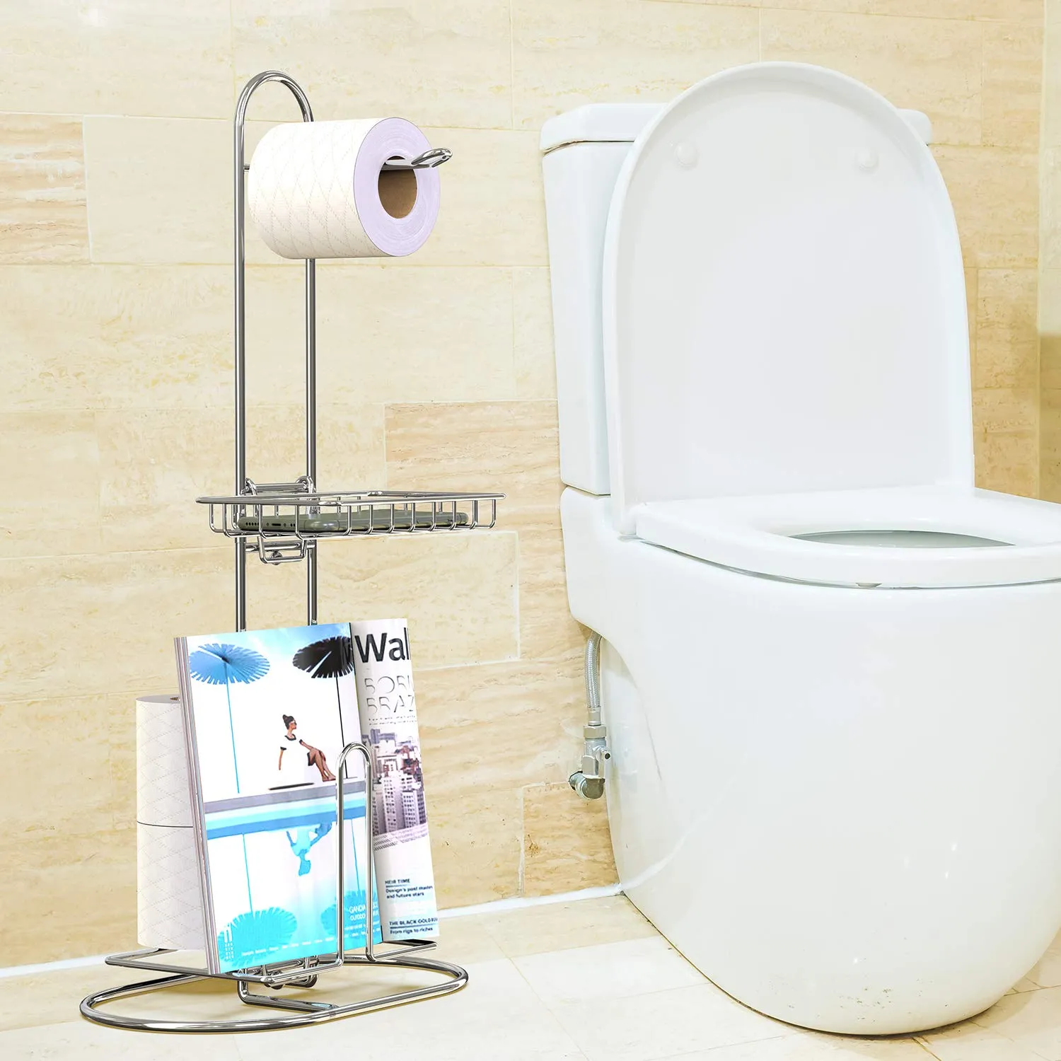 GeekDigg Toilet Paper Holder, Bathroom Toilet Paper Roll Storage Holder Stand, Portable