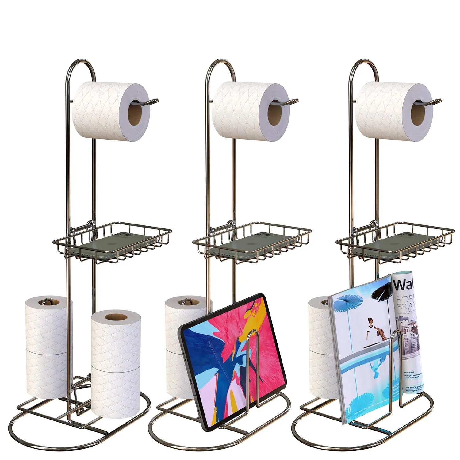 GeekDigg Toilet Paper Holder, Bathroom Toilet Paper Roll Storage Holder Stand, Portable