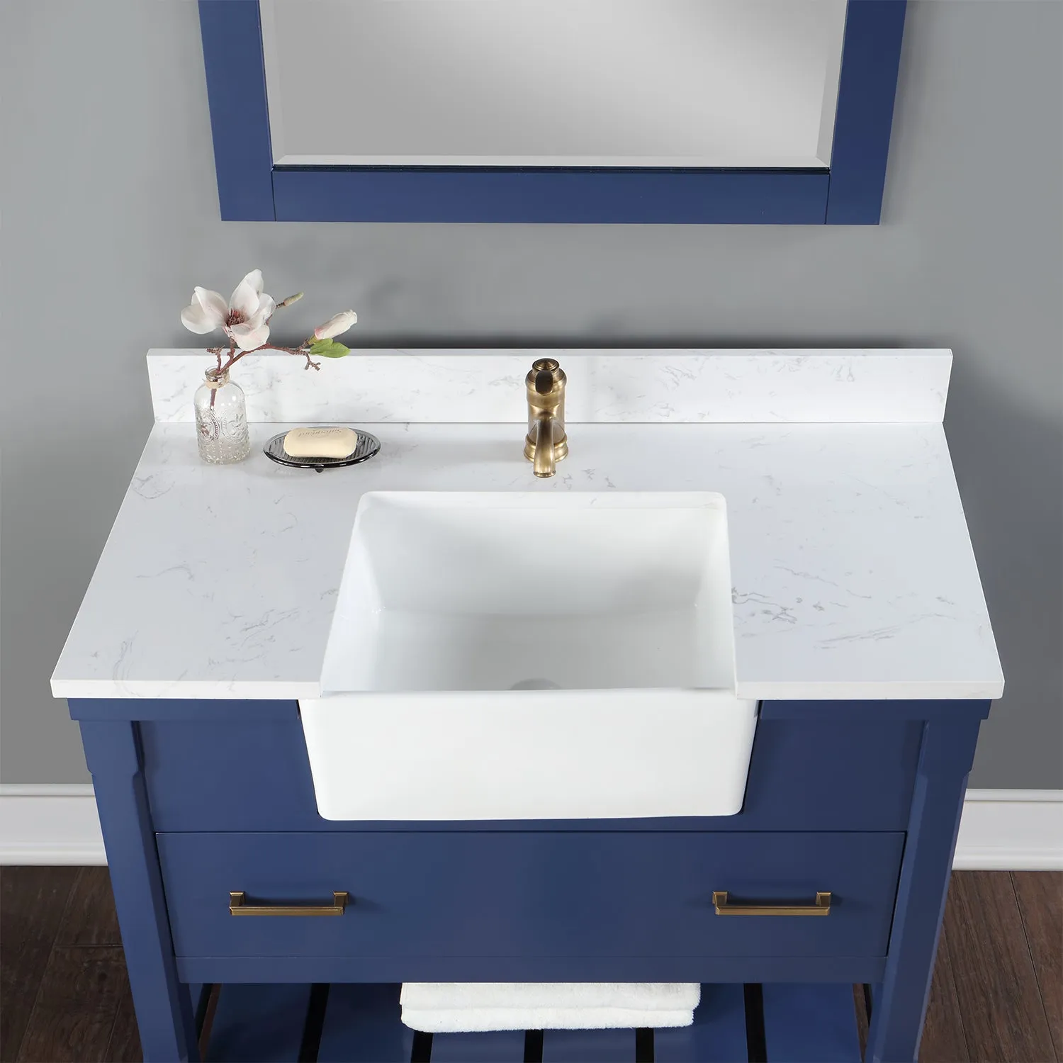 Georgia 42" Single Bathroom Vanity with White Farmhouse Basin