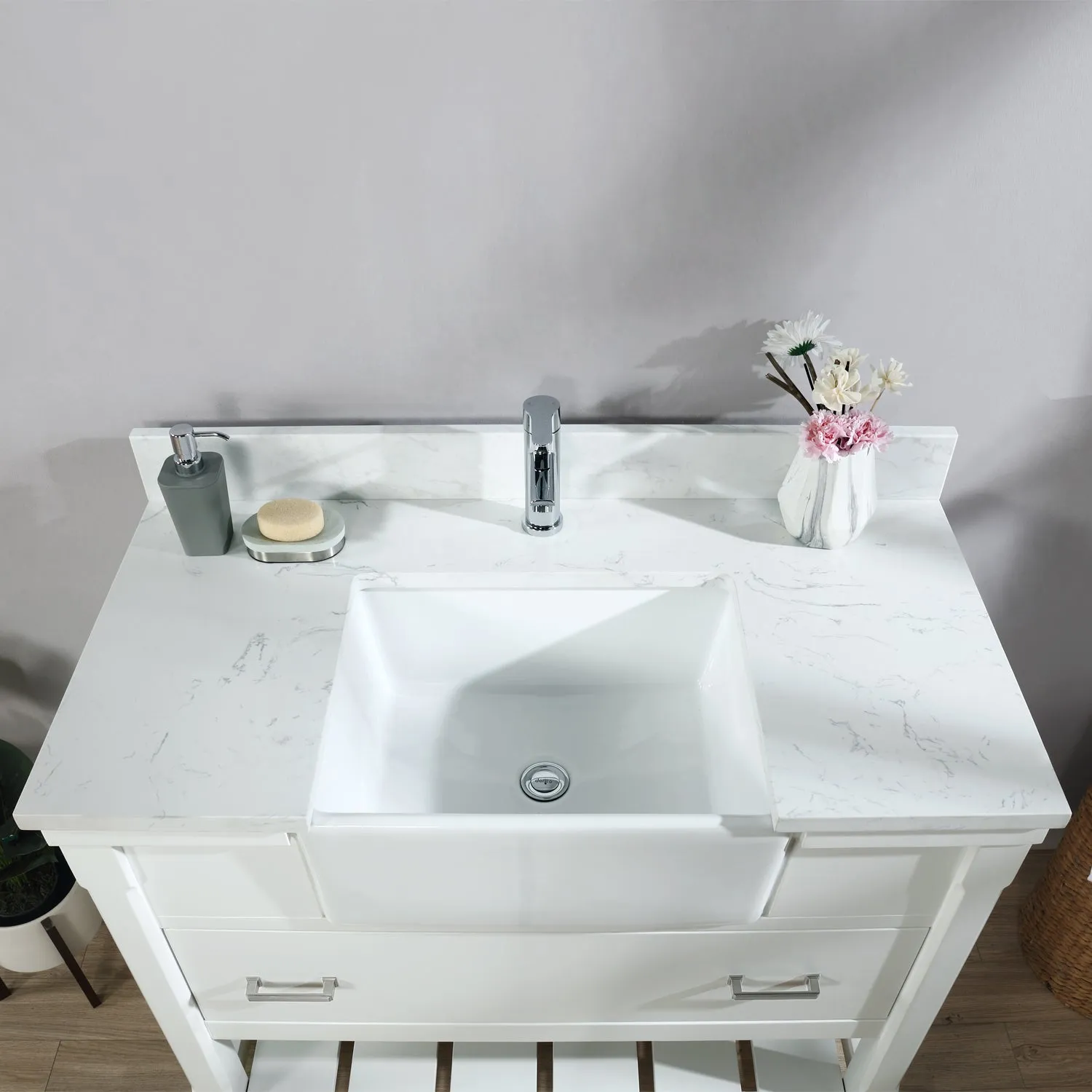 Georgia 42" Single Bathroom Vanity with White Farmhouse Basin