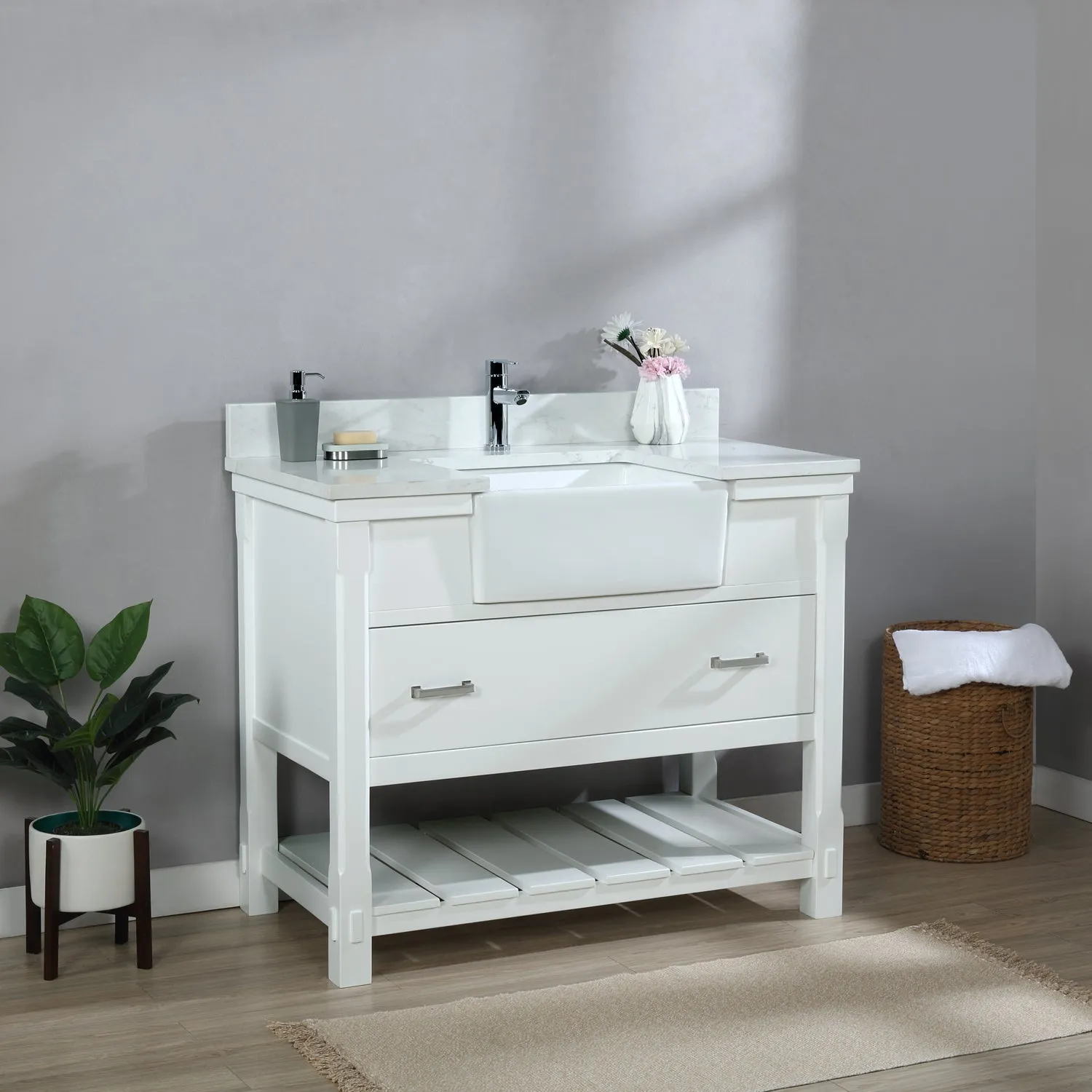 Georgia 42" Single Bathroom Vanity with White Farmhouse Basin