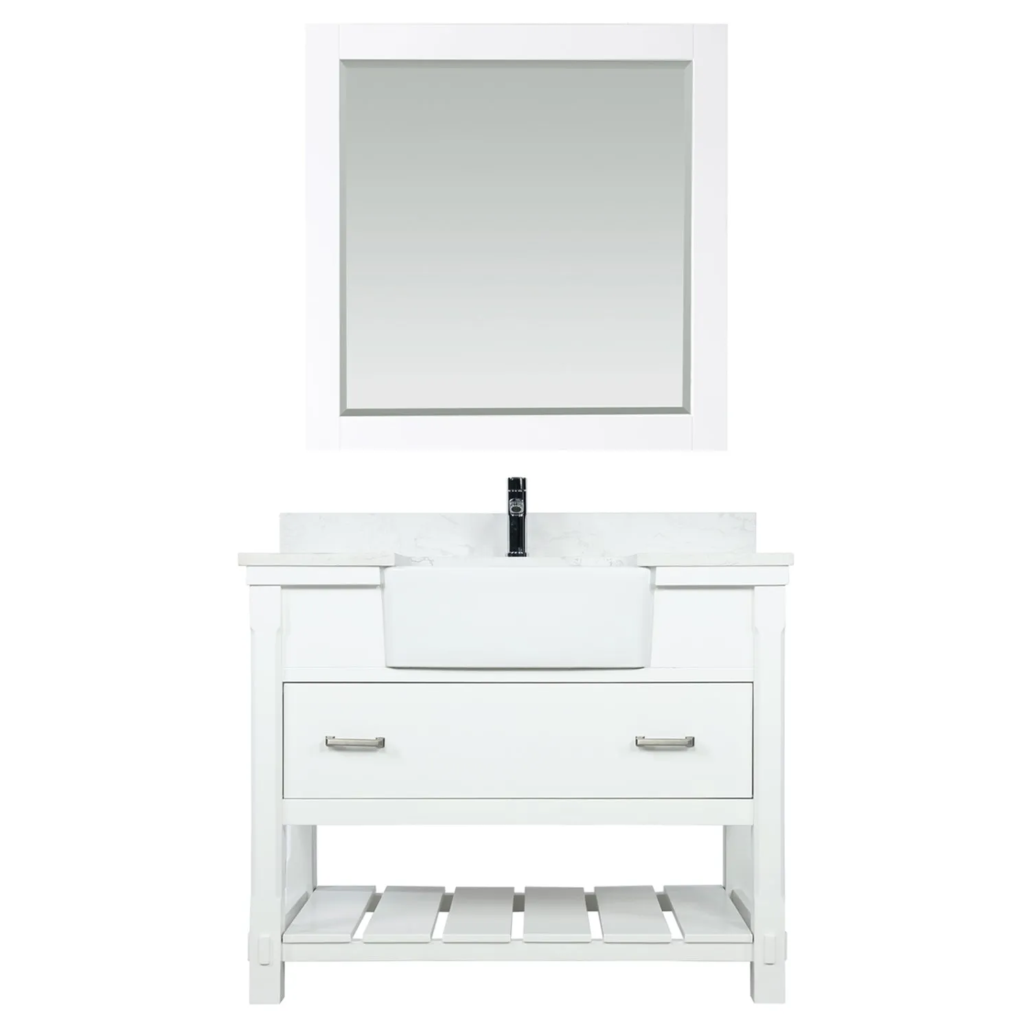 Georgia 42" Single Bathroom Vanity with White Farmhouse Basin