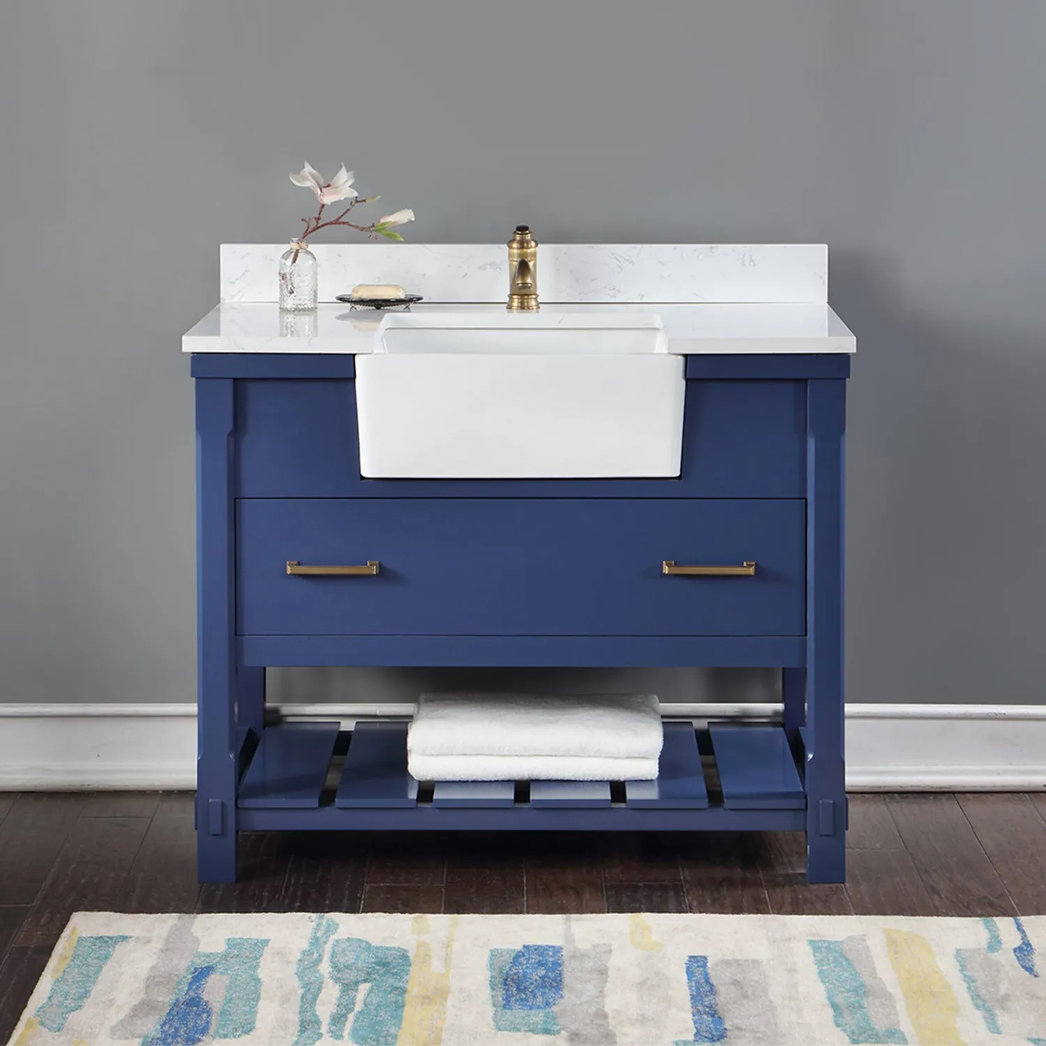 Georgia 42" Single Bathroom Vanity with White Farmhouse Basin