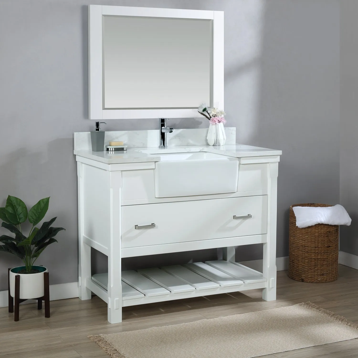 Georgia 42" Single Bathroom Vanity with White Farmhouse Basin