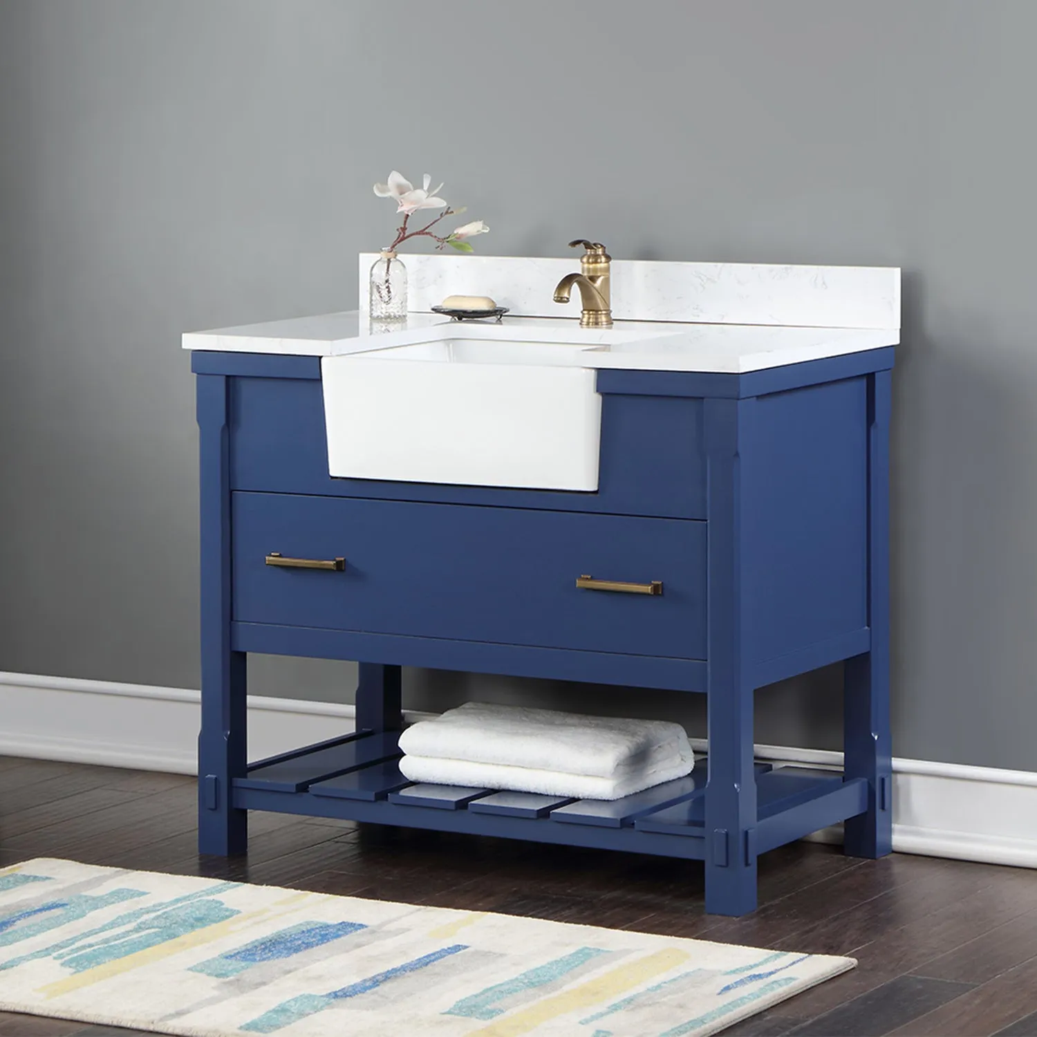 Georgia 42" Single Bathroom Vanity with White Farmhouse Basin