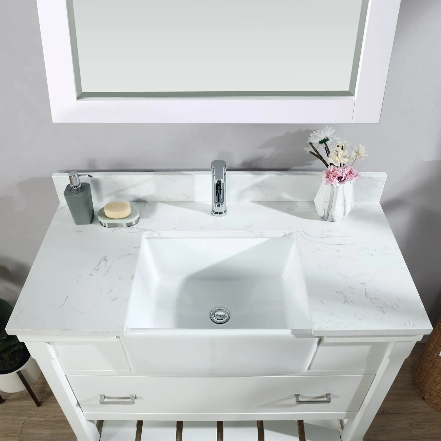 Georgia 42" Single Bathroom Vanity with White Farmhouse Basin