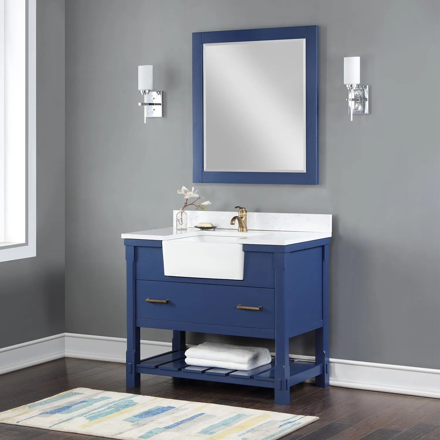 Georgia 42" Single Bathroom Vanity with White Farmhouse Basin