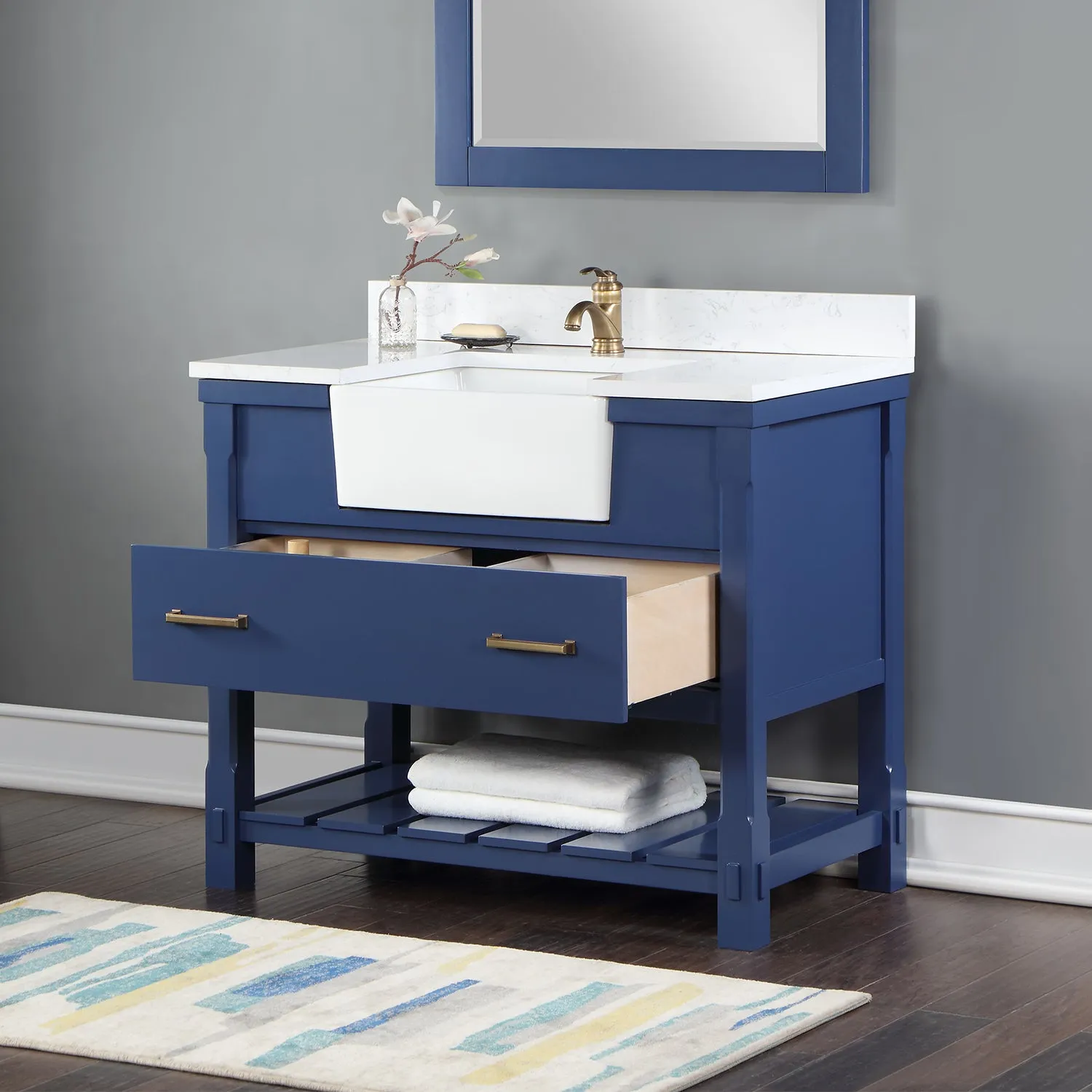 Georgia 42" Single Bathroom Vanity with White Farmhouse Basin