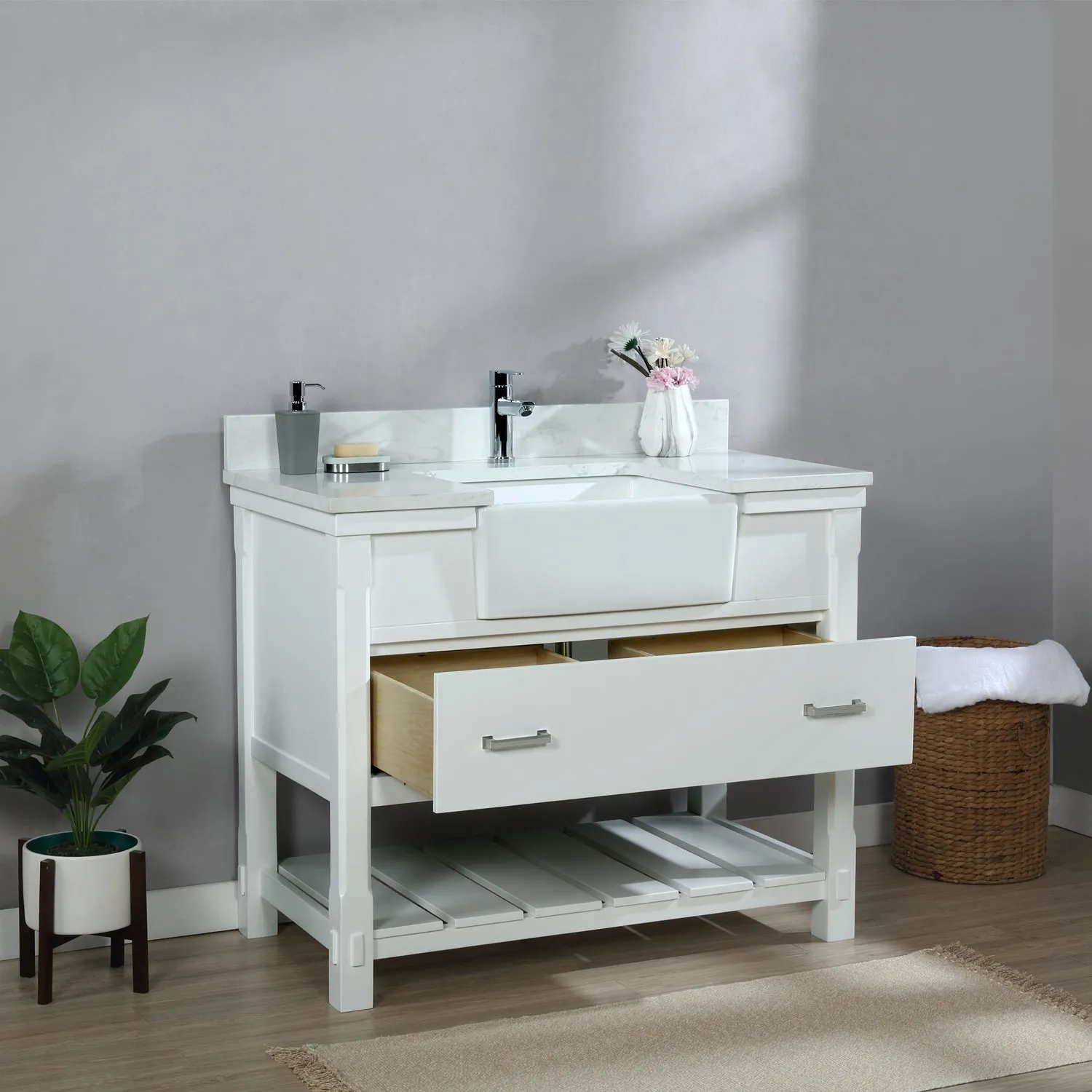 Georgia 42" Single Bathroom Vanity with White Farmhouse Basin