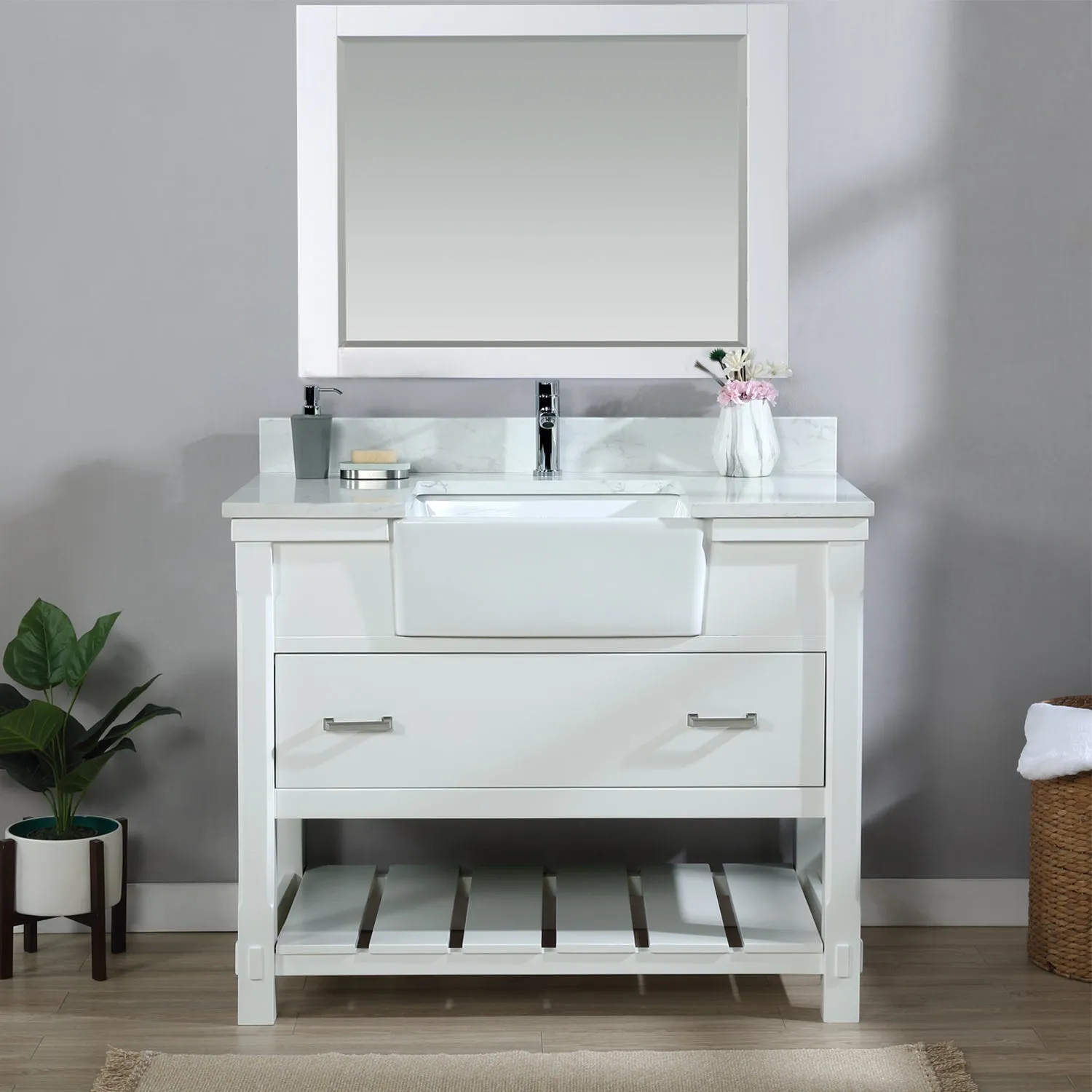 Georgia 42" Single Bathroom Vanity with White Farmhouse Basin