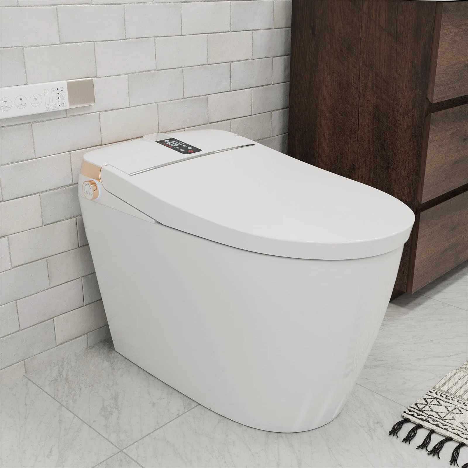 Giving Tree Elongated One-Piece Floor Mounted Smart Toilet with Remote Control and Automatic Cover