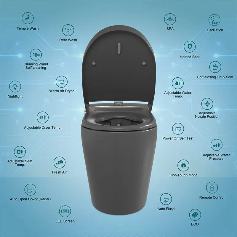 Giving Tree Elongated One-Piece Floor Mounted Smart Toilet with Remote Control and Automatic Cover