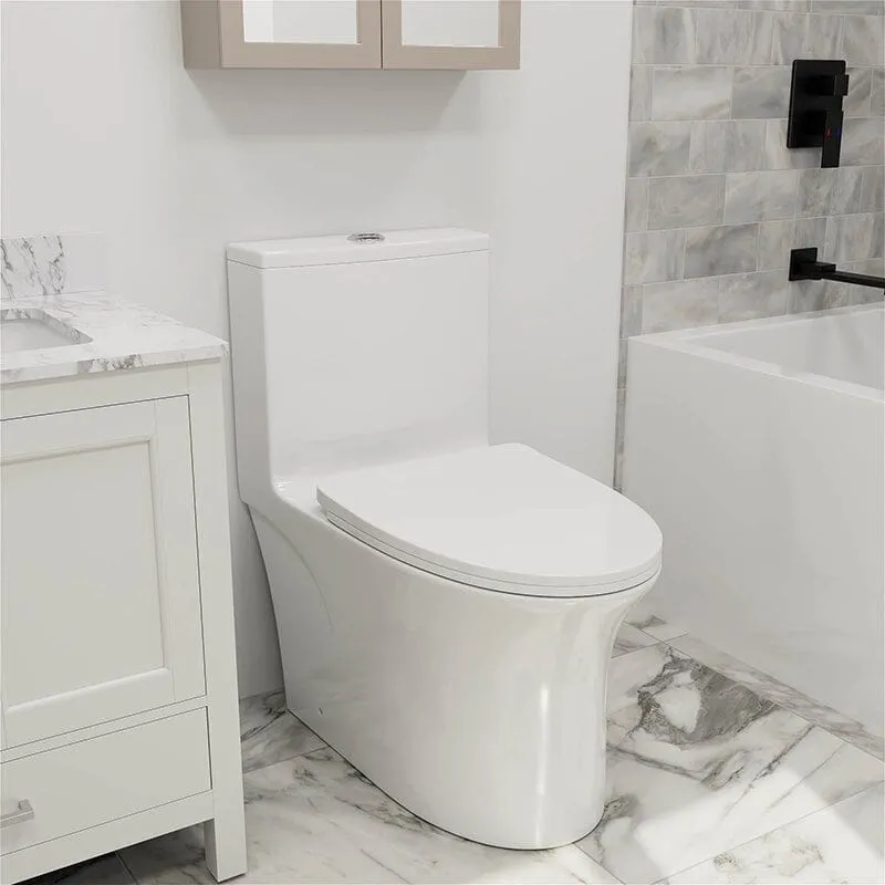 GIVINGTREE Modern Dual Flush Elongated Standard One Piece Toilet with Comfortable Seat Height