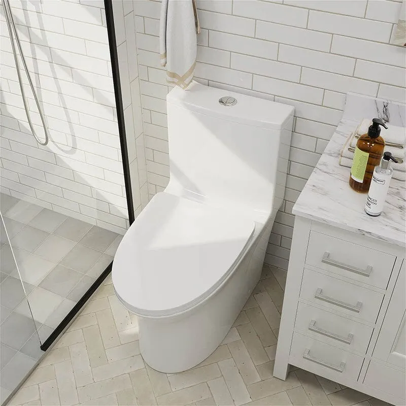 GIVINGTREE Modern Dual Flush Elongated Standard One Piece Toilet with Comfortable Seat Height