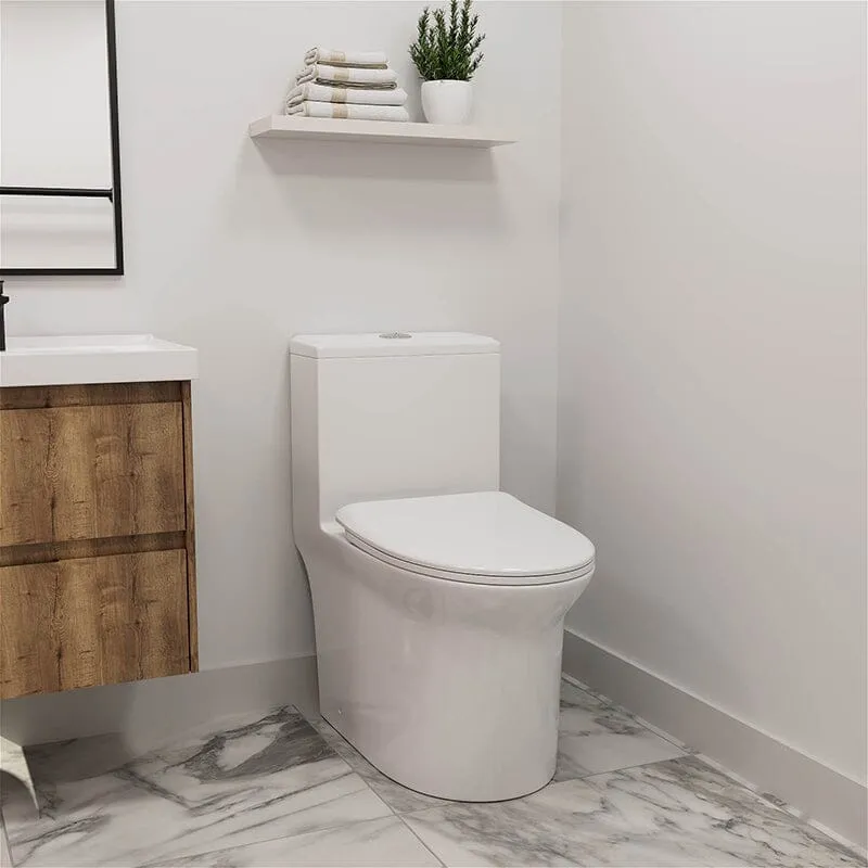 GIVINGTREE Siphonic Jet Dual Flush Elongated One Piece Toilet with Comfortable Seat Height