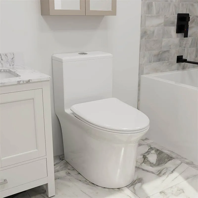 GIVINGTREE Siphonic Jet Dual Flush Elongated One Piece Toilet with Comfortable Seat Height