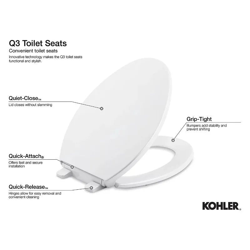 Glenbury Elongated Slow-Close Toilet Seat in White