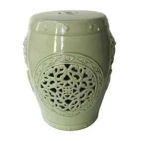 Green Dragon Ceramic Cut Out Classic Side Table / Seat Stool / Foot Stool