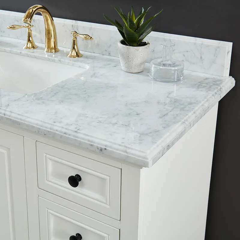 Hillsdale Dove White Freestanding Vanity Cabinet with Single Basin Integrated Sink and Countertop - Two Doors, Six Drawers (49" x 34.5" x 22")